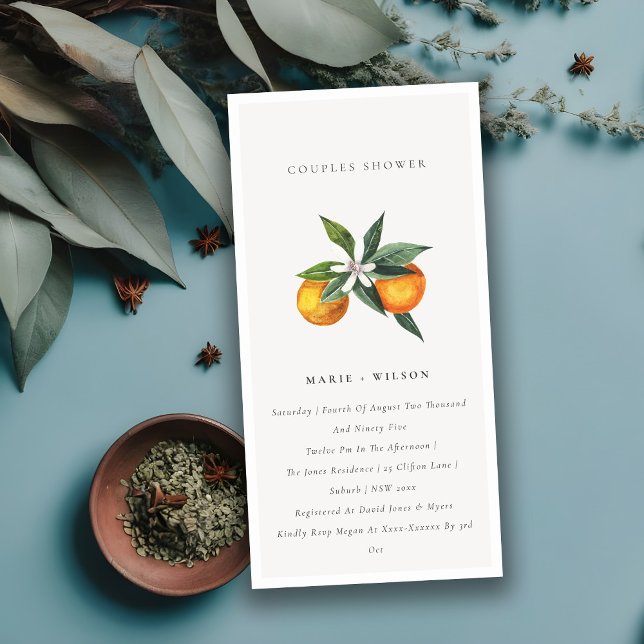 Invitation de douche minimal orange (Créateur téléchargé)