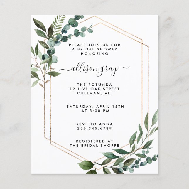 Invitation de douche nuptiale (Devant)