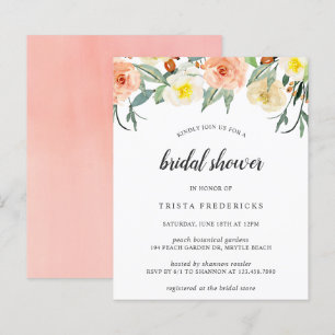 Invitation de douche nuptiale à budget floral