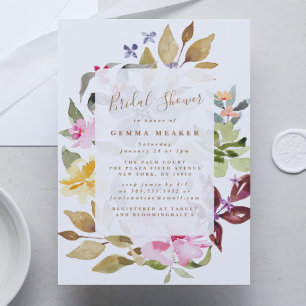 Invitation de douche nuptiale à l'aquarelle floral