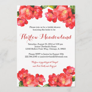 Invitation de douche nuptiale à l'aquarelle rouge