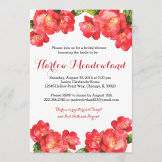 Invitation de douche nuptiale à l'aquarelle rouge 