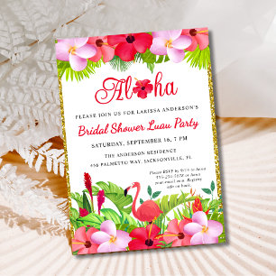 Invitation de douche nuptiale Aloha Tropical Luau