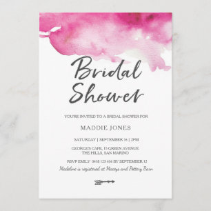 Invitation de douche nuptiale   Aquarelle rose