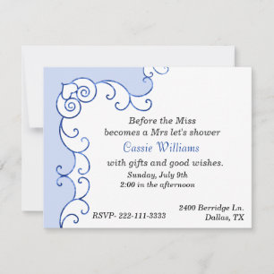 Invitation de douche nuptiale bleu et blanc