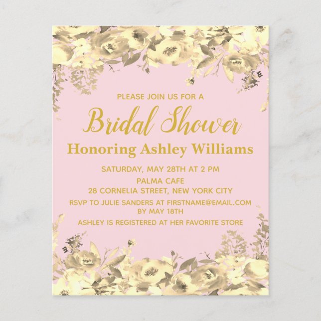 Invitation de douche nuptiale budget Blush Pink Go (Devant)