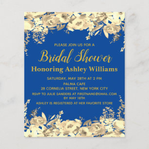 Invitation de douche nuptiale budget Or bleu moder