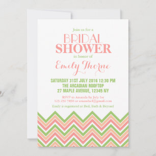 Invitation de douche nuptiale Chevron Rose blanc v