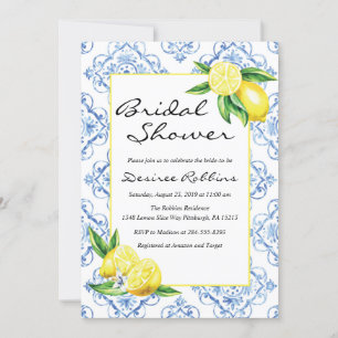 Invitation de douche nuptiale citron, Carrelage bl