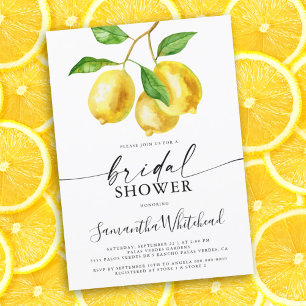 Invitation de douche nuptiale citron jaune aquarel
