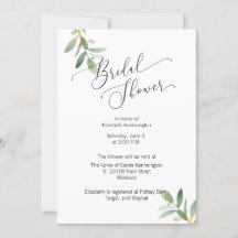 Invitation de douche nuptiale Couleur d'eau verte