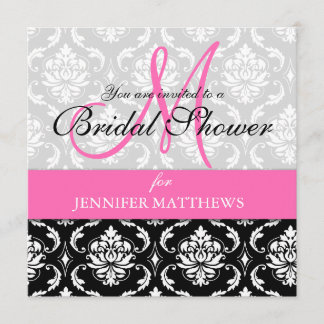 Invitation de douche nuptiale Damask Monogramme ro