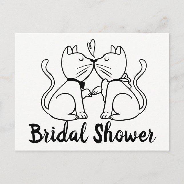 Invitation de douche nuptiale de chat noir blanc m (Devant)