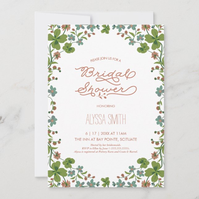 Invitation de douche nuptiale de style vintage - F (Devant)