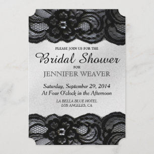 Invitation de douche nuptiale dentelle noire et sa