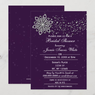 Invitation de douche nuptiale d'hiver violet et ar