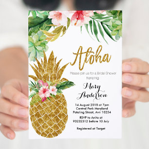 Invitation de douche nuptiale en ananas d'or Succu