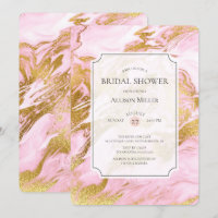 Invitation de douche nuptiale en marbre rose