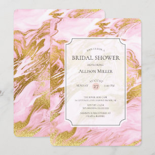 Invitation de douche nuptiale en marbre rose