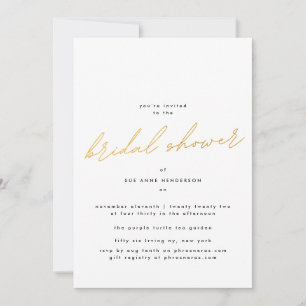 Invitation de douche nuptiale en or simple