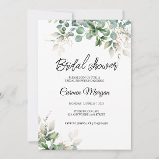 Invitation de douche nuptiale Eucalyptus Green