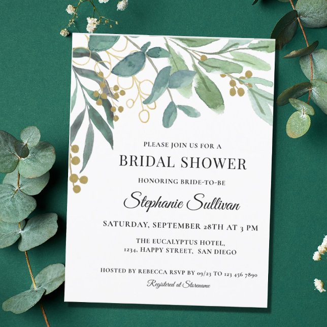 Invitation de douche nuptiale Eucalyptus Green (Créateur téléchargé)