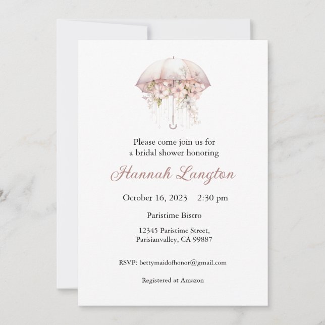Invitation de douche nuptiale, Fête des mariées fl (Devant)