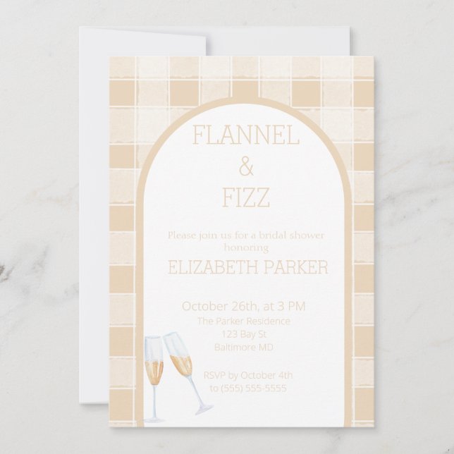 Invitation de douche nuptiale - Flannel et Fizz Fa (Devant)