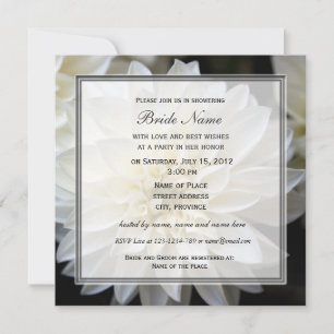 Invitation de douche nuptiale, fleur de dahlia bla