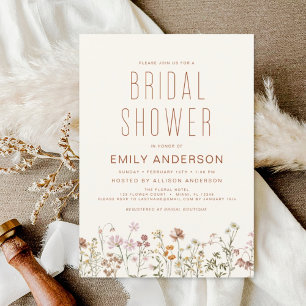 Invitation de douche nuptiale Fleur sauvage en ter