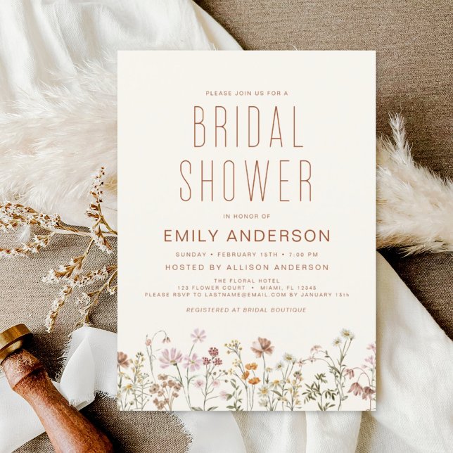 Invitation de douche nuptiale Fleur sauvage en ter (Créateur téléchargé)