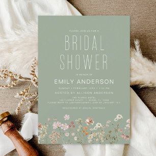 Invitation de douche nuptiale Fleur sauvage Sage G