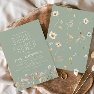 Invitation de douche nuptiale Fleur sauvage Sage G