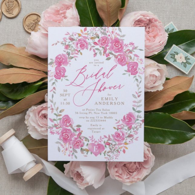 Invitation de douche nuptiale Floral Rose (Créateur téléchargé)