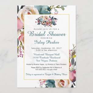 Invitation de douche nuptiale Florale été Roses d'