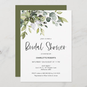 Invitation de douche nuptiale Foliage vert moderne