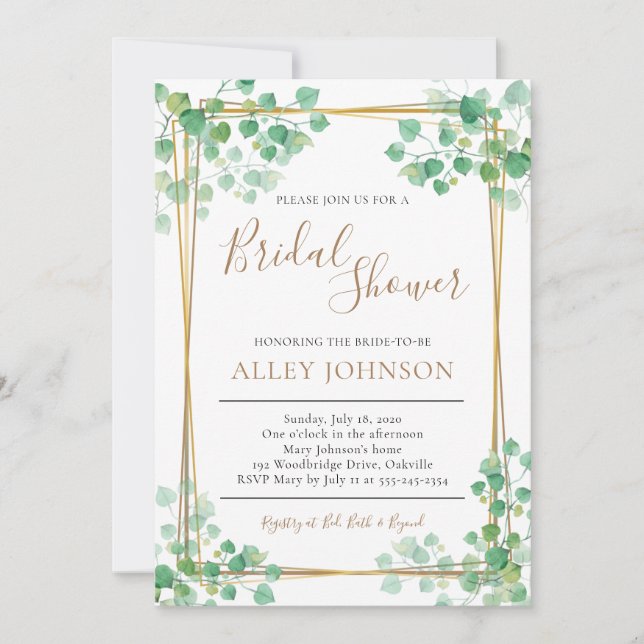 Invitation de douche nuptiale Folio avec bordure o (Devant)