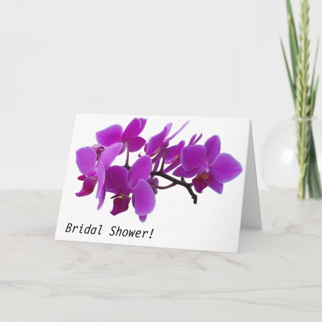 Invitation de douche nuptiale Fuchsia Orchidées (Devant)