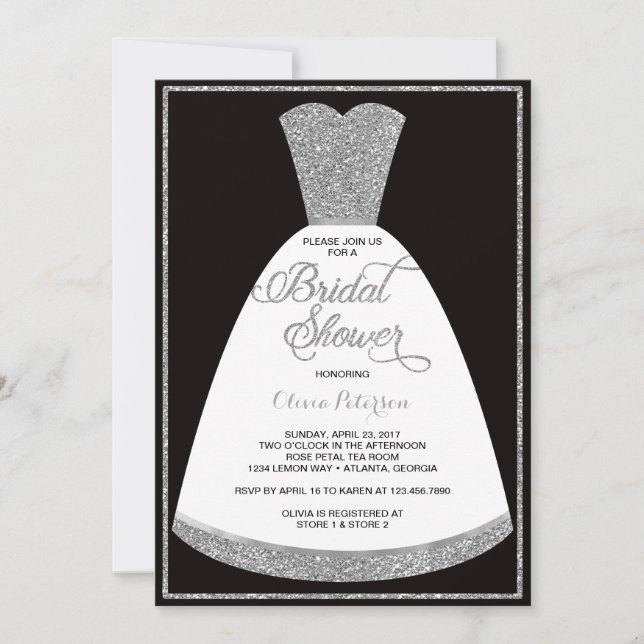 Invitation de douche nuptiale, Gown, Parties scint (Devant)