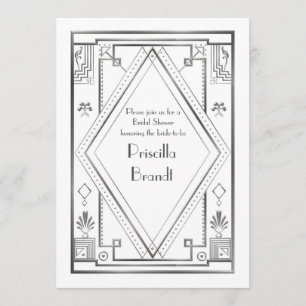 Invitation de douche nuptiale, grand Gatsby, argen