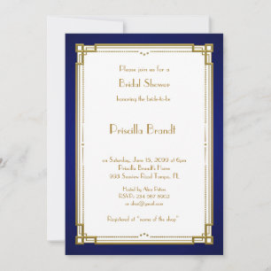 Invitation de douche nuptiale, grand Gatsby, blanc