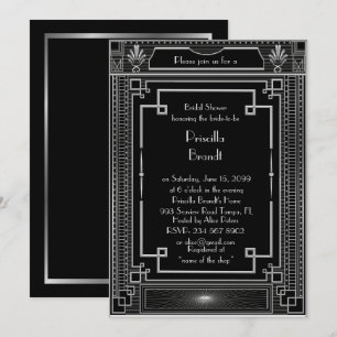 Invitation de douche nuptiale, grand Gatsby noir a