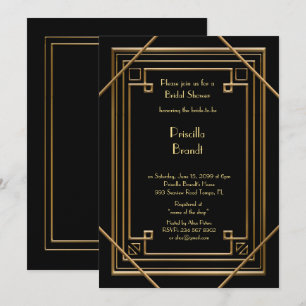 Invitation de douche nuptiale, grand Gatsby or noi