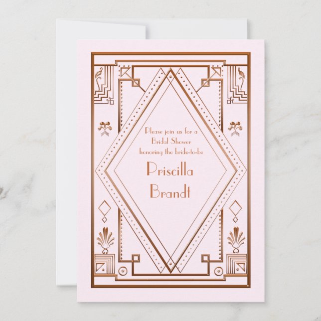 Invitation de douche nuptiale, grand Gatsby, rose  (Devant)