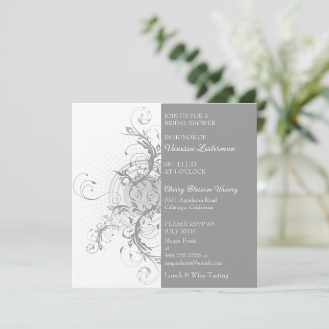 Invitation de douche nuptiale grise moderne (Debout devant)