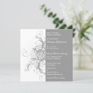 Invitation de douche nuptiale grise moderne
