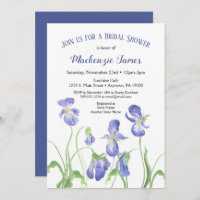 Invitation de douche nuptiale Iris violet printemp