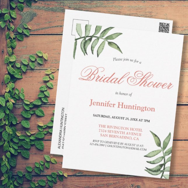 Invitation de douche nuptiale minimaliste moderne (MODERN MINIMAL GREENERY BRIDAL SHOWER INVITATION
)