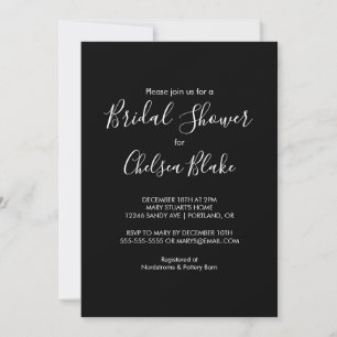 Invitation de douche nuptiale minimaliste noire