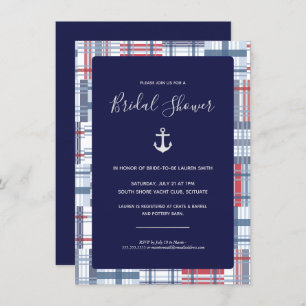 Invitation de douche nuptiale, Nautique, Preppy, M